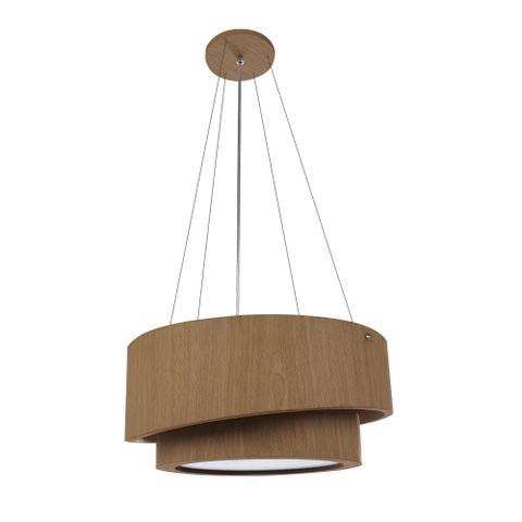 Pendente Doble Redondo 60cm - 5 Luzes Adrilustres Freijó