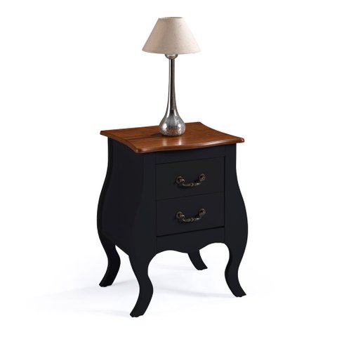 Mesa de Cabeceira Bombê com 2 Gavetas 1026 Linz Móveis - Preto/imbuia Glazer