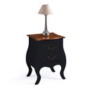 Ver imagem 1 de Mesa de Cabeceira Bombê com 2 Gavetas 1026 Linz Móveis - Preto/imbuia Glazer