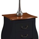 Ver imagem 2 de Mesa de Cabeceira Bombê com 2 Gavetas 1026 Linz Móveis - Preto/imbuia Glazer