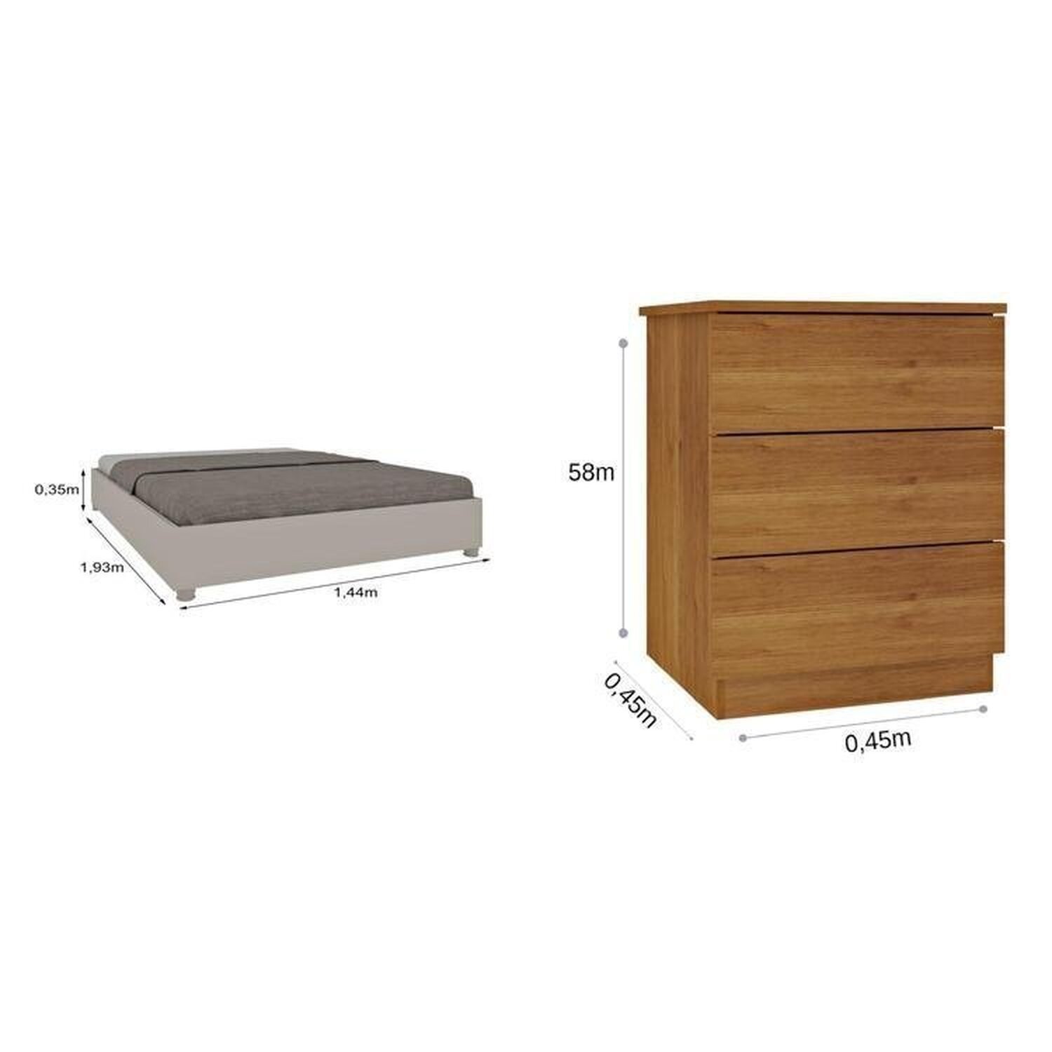 Cama Box Casal Mônaco e Mesa de Cabeceira Veronna - 2