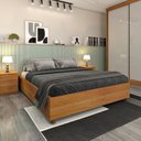 Ver imagem 1 de Cama Box Casal Mônaco e Mesa de Cabeceira Veronna Bege/Cinamomo TCIL Móveis
