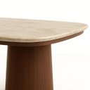 Ver imagem 2 de Mesa de Jantar Quartzito Taj Mahal Base e Tampo Duplo Nogueira 120x80 Cm