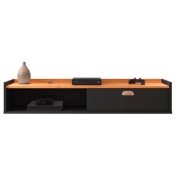 Rack Suspenso Tv 1.20 Home Decor Porta Puxador Concha Nicho Decorativo Sala Quarto - Preto/cinamomo - 1