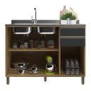 Ver imagem 4 de Kit 2 Balcões Modulados Gabinete Pia 120 Cm e Cooktop 80 Cm Com Tampo Veneza Fidelitá Castani/Chumbo