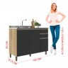 Kit 2 Balcões Modulados Gabinete Pia 120 Cm e Cooktop 80 Cm Com Tampo Veneza Fidelitá Castani/Chumbo - 2