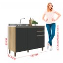 Ver imagem 2 de Kit 2 Balcões Modulados Gabinete Pia 120 Cm e Cooktop 80 Cm Com Tampo Veneza Fidelitá Castani/Chumbo