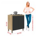 Ver imagem 3 de Kit 2 Balcões Modulados Gabinete Pia 120 Cm e Cooktop 80 Cm Com Tampo Veneza Fidelitá Castani/Chumbo