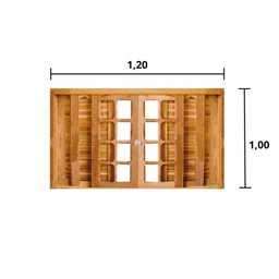 Veneziana Correr 6 Folhas Reto de Madeira Ipê 1,20 X 1,00 Rodam Portas e Janelas - 2
