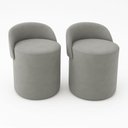 Ver imagem 2 de Kit 2 Puff Encosto Suede Redondo Sala Banco Orgânico Quarto Cinza