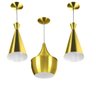 Kit 2 Pendente Funil Gourmet e 1 Balão New York Dourado - 1