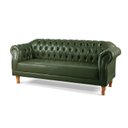 Ver imagem 5 de Sofá Chesterfield Clássico 3 Lugares Couro Sintético Verde Duque 200cm Yescasa
