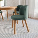 Ver imagem 3 de Mesa de Jantar Extensível Redonda com 4 Cadeiras Madeira Maciça Tasila Yescasa Marrom/Champagne/Verde