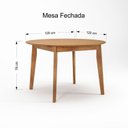 Ver imagem 6 de Mesa de Jantar Extensível Redonda com 4 Cadeiras Madeira Maciça Tasila Yescasa Marrom/Champagne/Verde