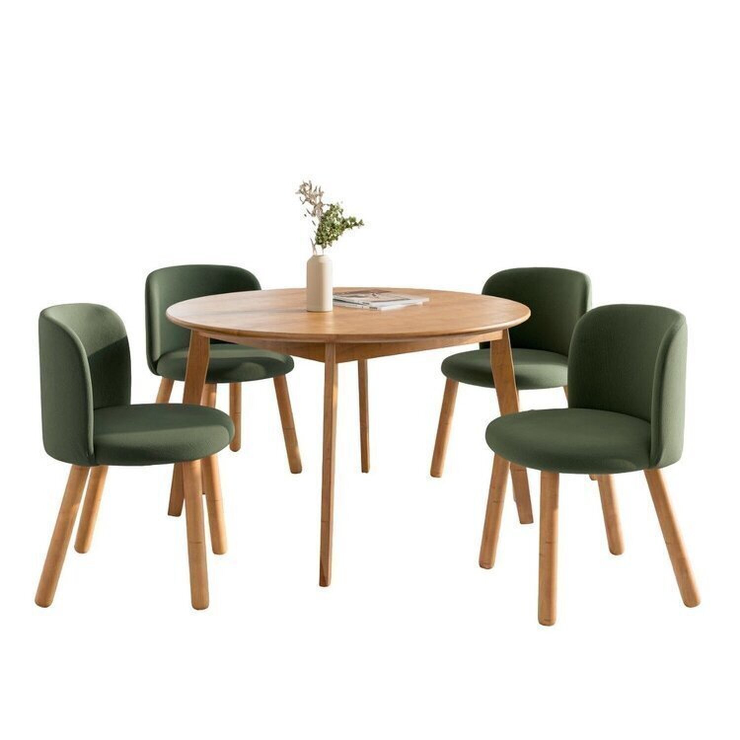 Mesa de Jantar Extensível Redonda com 4 Cadeiras Madeira Maciça Tasila Yescasa - 4