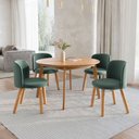 Ver imagem 1 de Mesa de Jantar Extensível Redonda com 4 Cadeiras Madeira Maciça Tasila Yescasa Marrom/Champagne/Verde