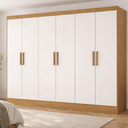 Ver imagem 1 de Guarda Roupa Casal 100% MDF Jatobá 6 Portas 2 Gavetas Yescasa Cinamomo/Off White