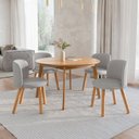 Ver imagem 1 de Mesa de Jantar Extensível Redonda com 4 Cadeiras Madeira Maciça Tasila Yescasa Marrom/Champagne/Grafite