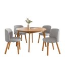 Ver imagem 5 de Mesa de Jantar Extensível Redonda com 4 Cadeiras Madeira Maciça Tasila Yescasa Marrom/Champagne/Grafite
