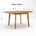 Ver mais imagens de Mesa de Jantar Extensível Redonda com 4 Cadeiras Madeira Maciça Tasila Yescasa Marrom/Champagne/Cinza