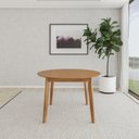 Ver imagem 2 de Mesa de Jantar Extensível Redonda com 4 Cadeiras Madeira Maciça Tasila Yescasa Marrom/Champagne/Cinza