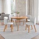 Ver imagem 1 de Mesa de Jantar Extensível Redonda com 4 Cadeiras Madeira Maciça Tasila Yescasa Marrom/Champagne/Cinza