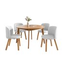 Ver imagem 5 de Mesa de Jantar Extensível Redonda com 4 Cadeiras Madeira Maciça Tasila Yescasa Marrom/Champagne/Cinza