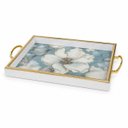 Ver imagem 4 de Bandeja Decorativa Azul Florida com Detalhes Dourados 30x45cm