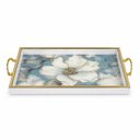 Ver imagem 3 de Bandeja Decorativa Azul Florida com Detalhes Dourados 30x45cm