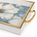 Ver imagem 6 de Bandeja Decorativa Azul Florida com Detalhes Dourados 30x45cm