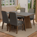 Ver imagem 1 de Conjunto Sala de Jantar Tampo de Madeira 4 Cadeiras Rustic/cinza/silver Évora Madesa