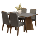 Ver imagem 2 de Conjunto Sala de Jantar Tampo de Madeira 4 Cadeiras Rustic/cinza/silver Évora Madesa