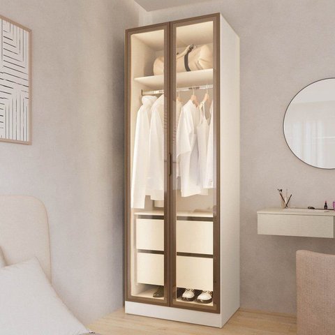 Guarda Roupa Planejado 100% MDF 2 Portas Reflecta Orion CabeCasa MadeiraOriginals Bege/Aveia