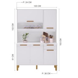 Armário para Cozinha 5 Portas 1 Gaveta Roma - 4