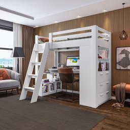 Cama Office Adulto Multifuncional com 6 Gavetas e Escrivaninha Micenas Yescasa - 1