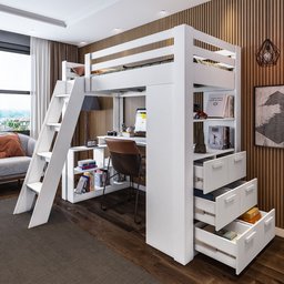 Cama Office Adulto Multifuncional com 6 Gavetas e Escrivaninha Micenas Yescasa - 7