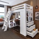 Ver imagem 7 de Cama Alta Beliche Office Adulto Multifuncional com 6 Gavetas Micenas Yescasa Branco/Perfect Wood