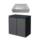 Ver imagem 1 de Gabinete Para Banheiro Preto Aço Umbu Tampo Vidro Com Cuba Prisma Base Cozimax