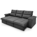 Ver imagem 3 de Sofá Retrátil Reclinável Verona 2,30m Suede Velut Cinza Molas Ensacadas - King House