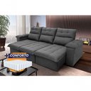 Ver imagem 6 de Sofá Retrátil Reclinável Verona 2,30m Suede Velut Cinza Molas Ensacadas - King House