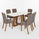 Ver imagem 2 de Sala Jantar Lara Mesa 180 Cm Canto Arredondado com Vidro 6 Cadeiras Espresso Móveis