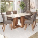 Ver imagem 1 de Sala Jantar Lara Mesa 180 Cm Canto Arredondado com Vidro 6 Cadeiras Espresso Móveis