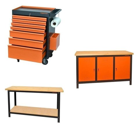 Conjunto Bancada para Ferramentas 150cm Carro de Ferramentas Profissional 7 Gavetas Presto