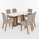 Ver imagem 2 de Sala Jantar Lara Mesa 180 Cm Canto Arredondado com Vidro 6 Cadeiras Espresso Móveis