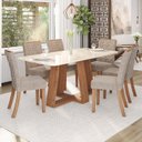 Ver imagem 1 de Sala Jantar Lara Mesa 180 Cm Canto Arredondado com Vidro 6 Cadeiras Espresso Móveis