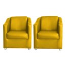 Ver imagem 1 de Kit 2 Poltronas Decorativas Lucy Suede Amarelo MV Estofados