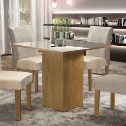 Mesa para Sala de Jantar 90cm Tampo em Vidro/MDF Madri Cel Móveis - 5 Mesa para Sala de Jantar 90cm Tampo em Vidro/MDF Madri Cel Móveis - 5