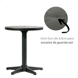 Mesa Redonda Sol Praia Piscina Plastex Resistente Preta - 4