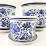 Vaso Decorativo Cachepot Azul Branco 20/15/10cm Arabesco 3pç - 5