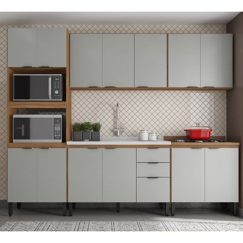 Cozinha Firenze 270m com Balcão de Pia 120m S/ Tampo/cuba - Amêndola Touch-nude Prime Tx Demóbile